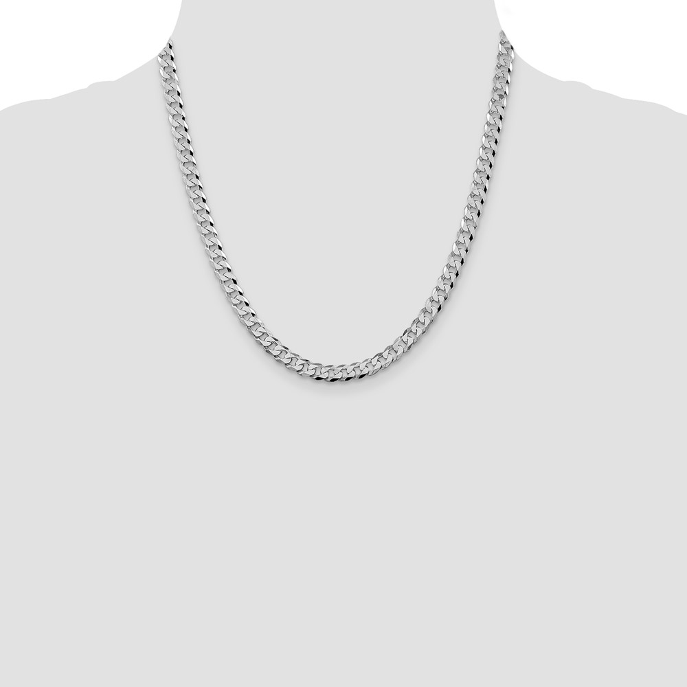 Sterling Silver Rhodium-plated 6mm Beveled Curb Chain (QFB150R-20)