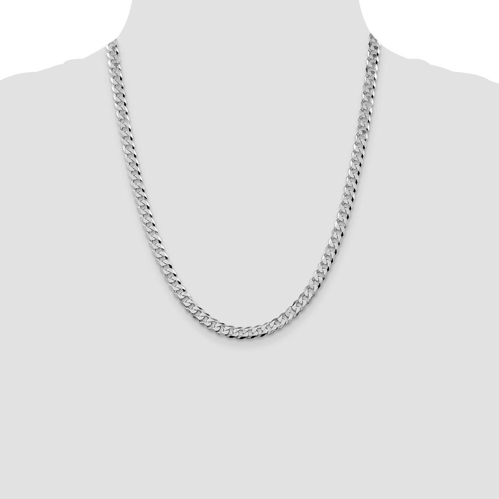 Sterling Silver Rhodium-plated 6mm Beveled Curb Chain (QFB150R-22)