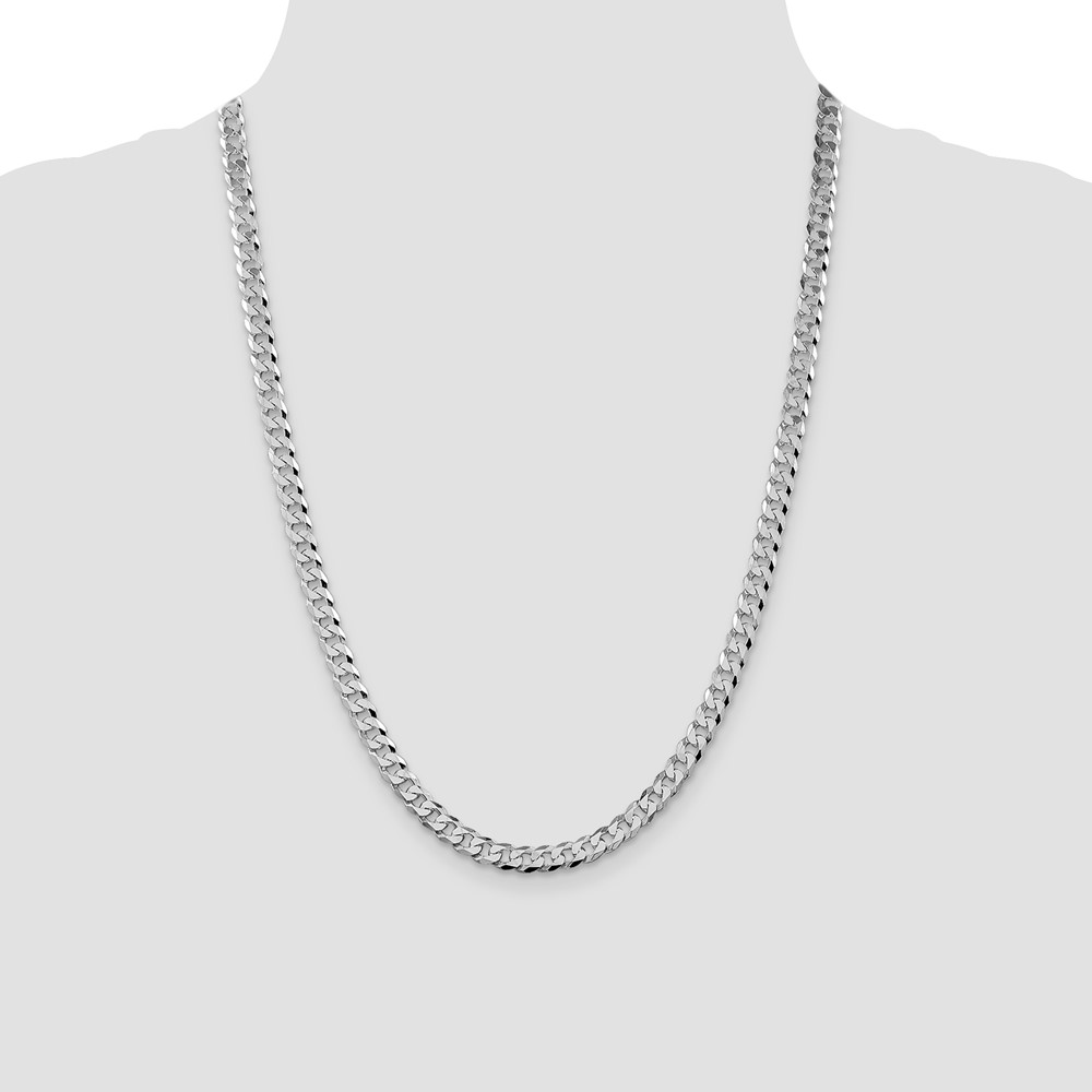 Sterling Silver Rhodium-plated 6mm Beveled Curb Chain (QFB150R-24)