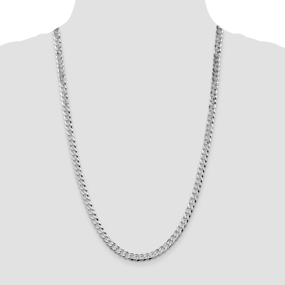 Sterling Silver Rhodium-plated 6mm Beveled Curb Chain (QFB150R-26)