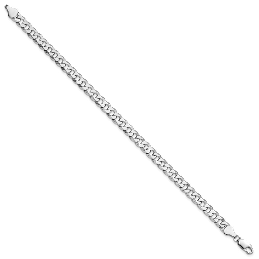 Sterling Silver Rhodium-plated 6mm Beveled Curb Chain (QFB150R-8)