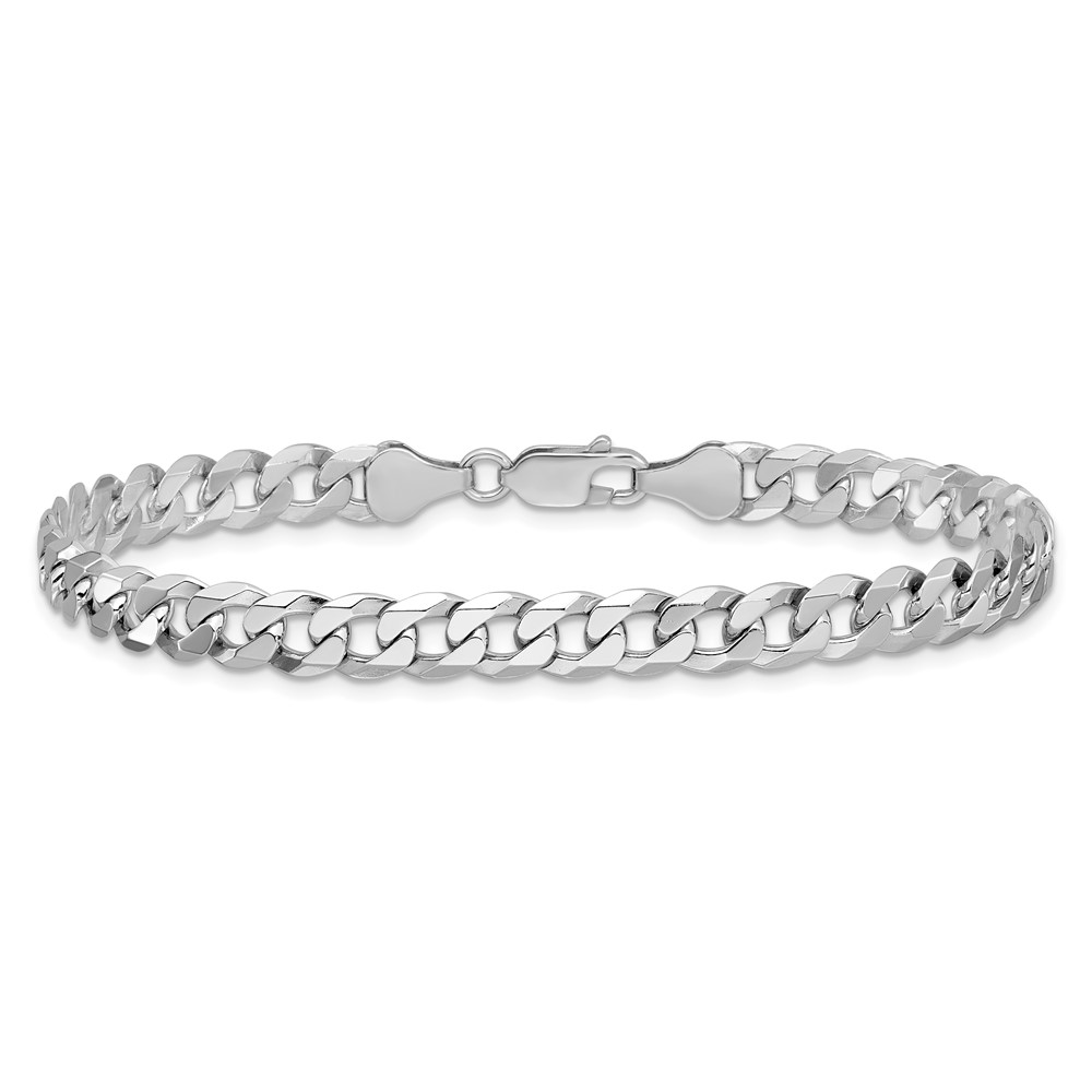 Sterling Silver Rhodium-plated 6mm Beveled Curb Chain (QFB150R-8)