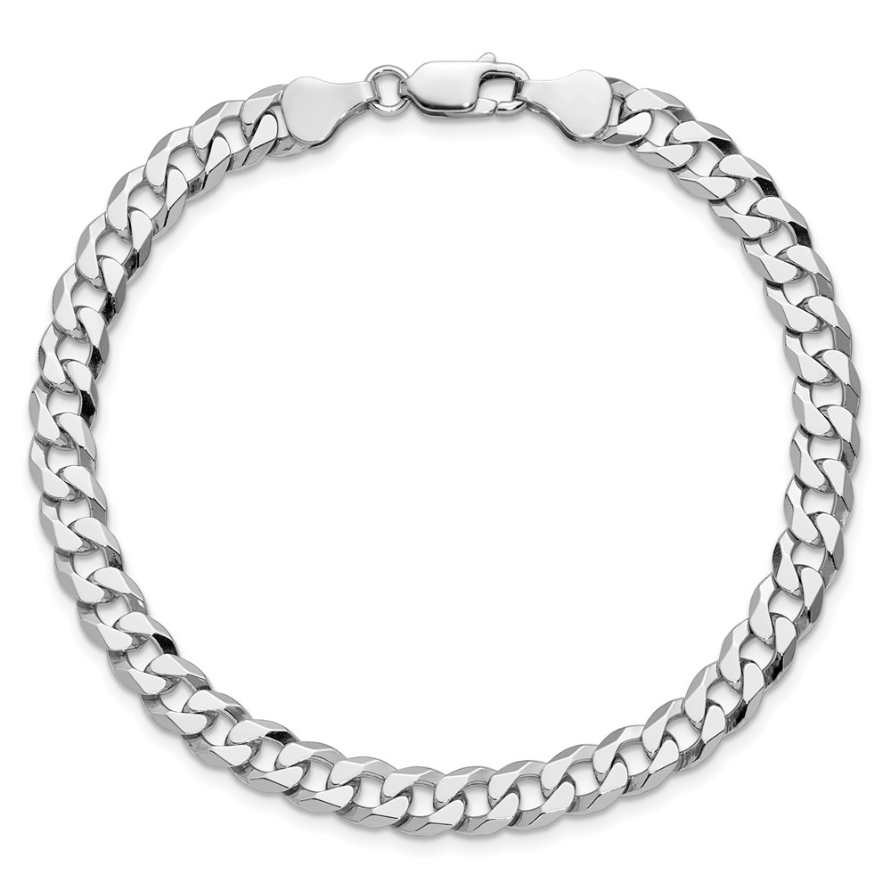 Sterling Silver Rhodium-plated 6mm Beveled Curb Chain (QFB150R-8)