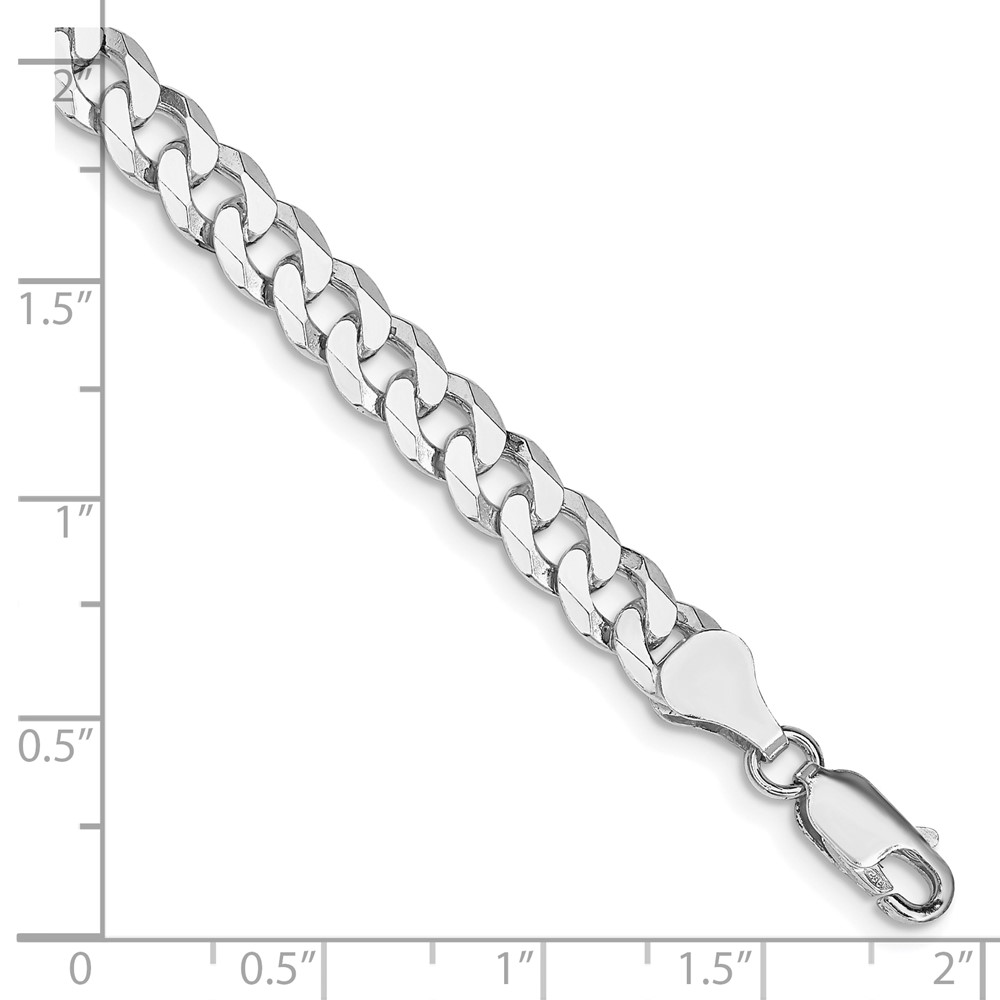 Sterling Silver Rhodium-plated 6mm Beveled Curb Chain (QFB150R-8)