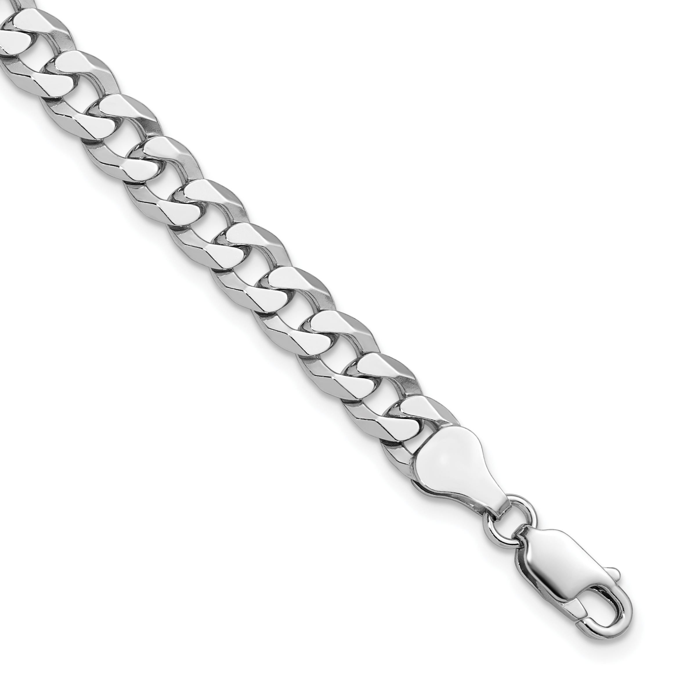 Sterling Silver Rhodium-plated 6mm Beveled Curb Chain (QFB150R-8)