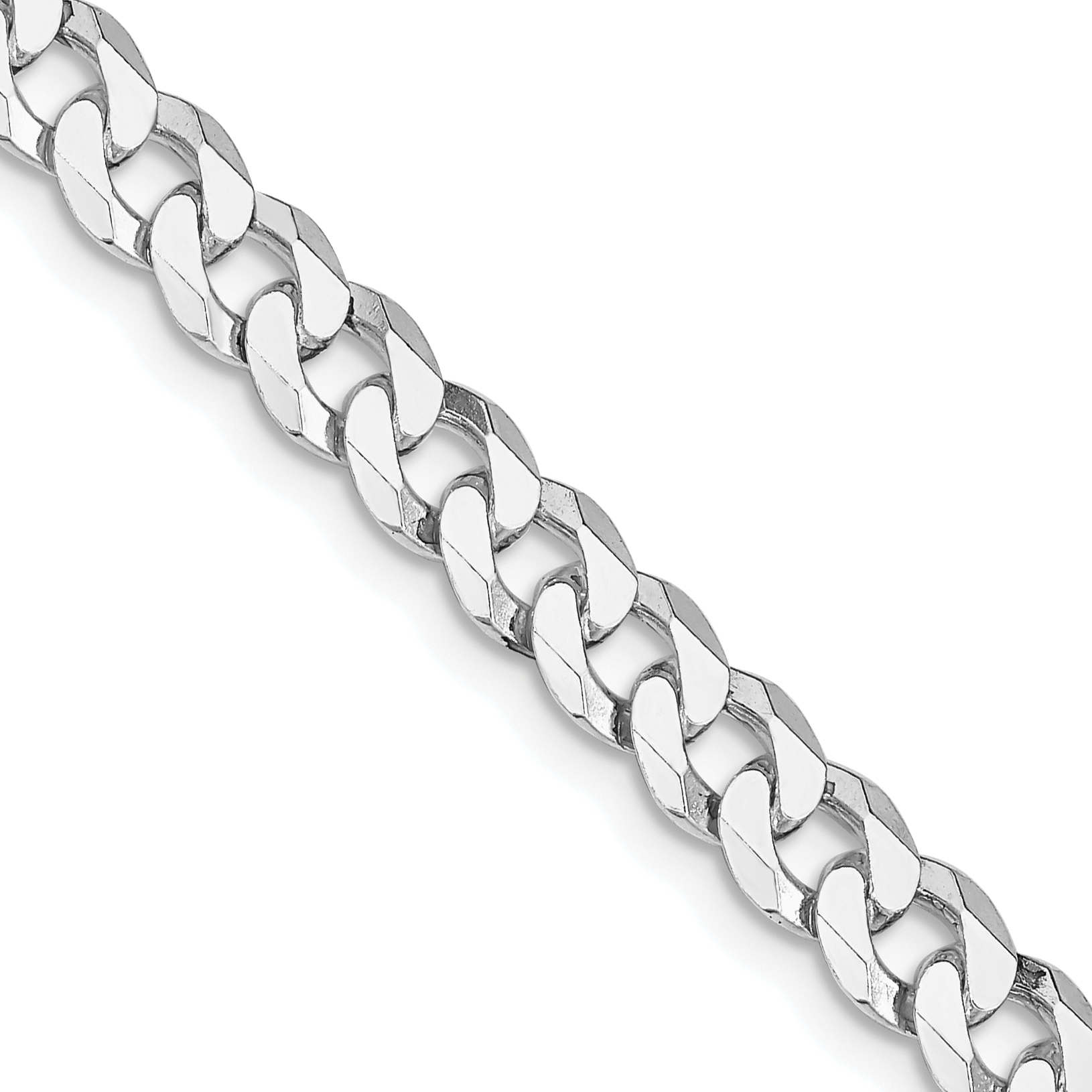 Sterling Silver Rhodium-plated 6mm Beveled Curb Chain (QFB150R-22)
