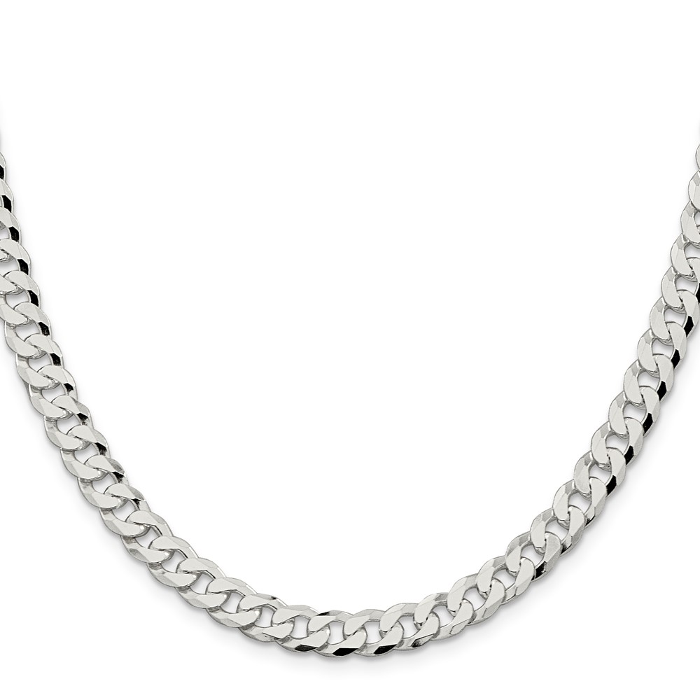 Sterling Silver 7mm Beveled Curb Chain (QFB180-28)