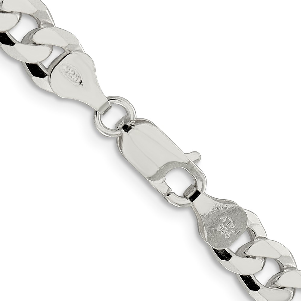 Sterling Silver 7mm Beveled Curb Chain (QFB180-28)