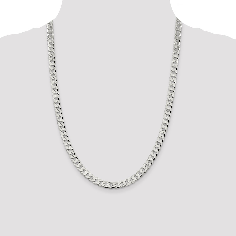 Sterling Silver 7mm Beveled Curb Chain (QFB180-24)
