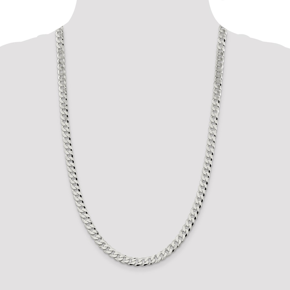 Sterling Silver 7mm Beveled Curb Chain (QFB180-26)