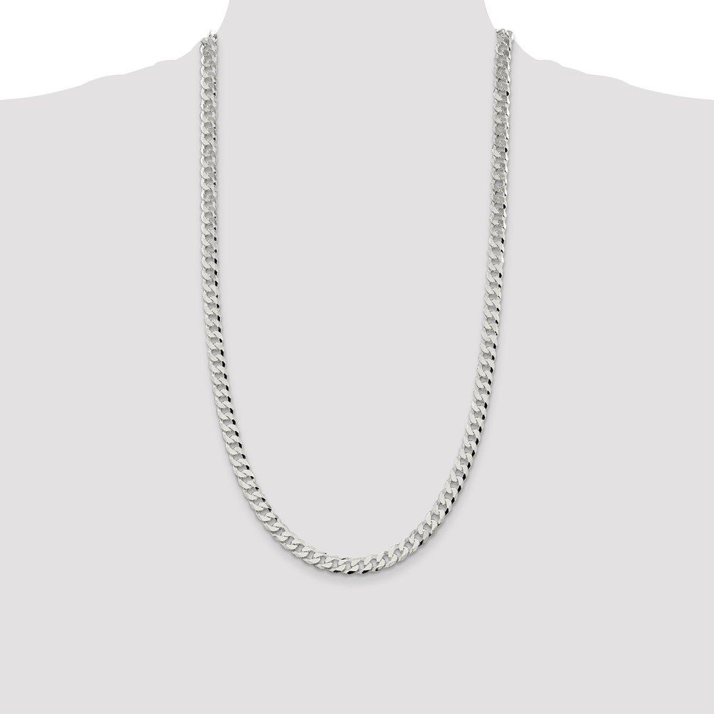 Sterling Silver 7mm Beveled Curb Chain (QFB180-28)