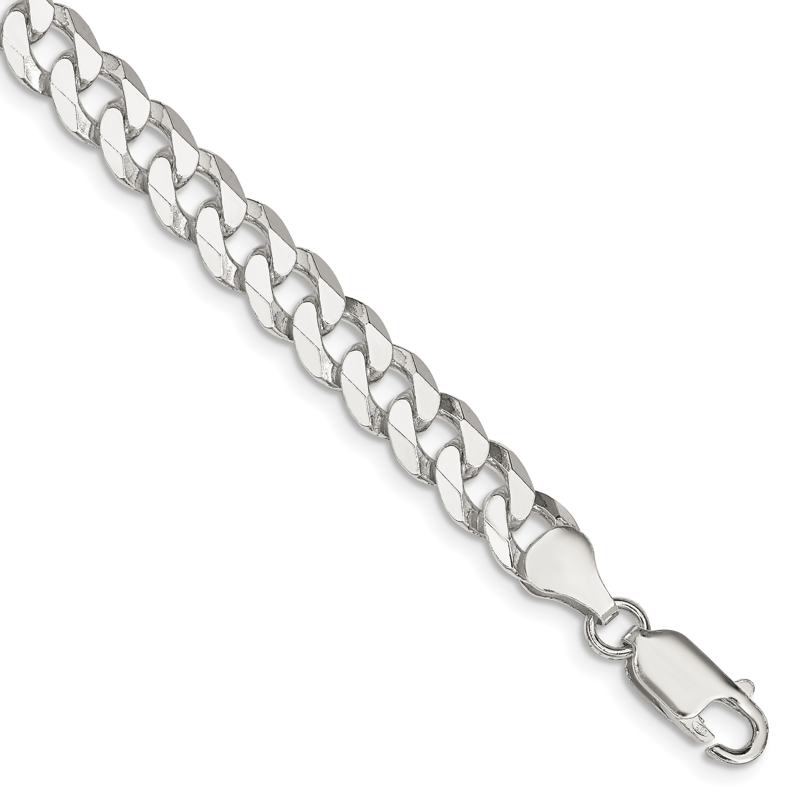 Sterling Silver 7mm Beveled Curb Chain (QFB180-7)
