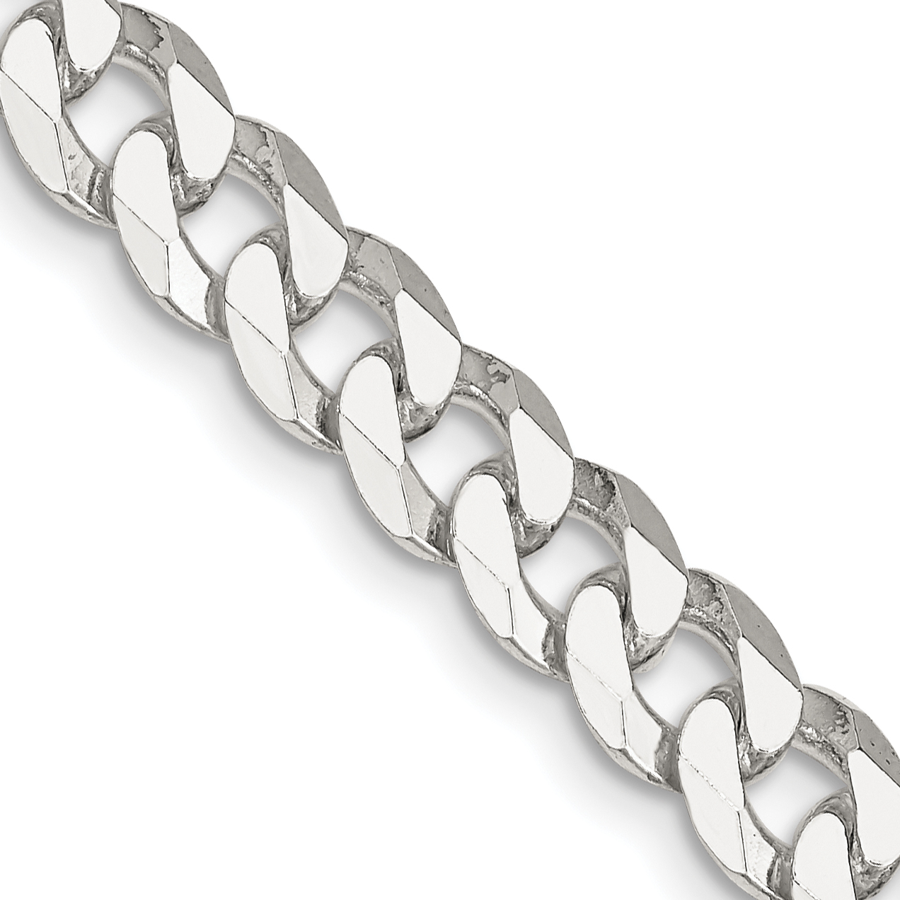 Sterling Silver 7mm Beveled Curb Chain (QFB180-26)