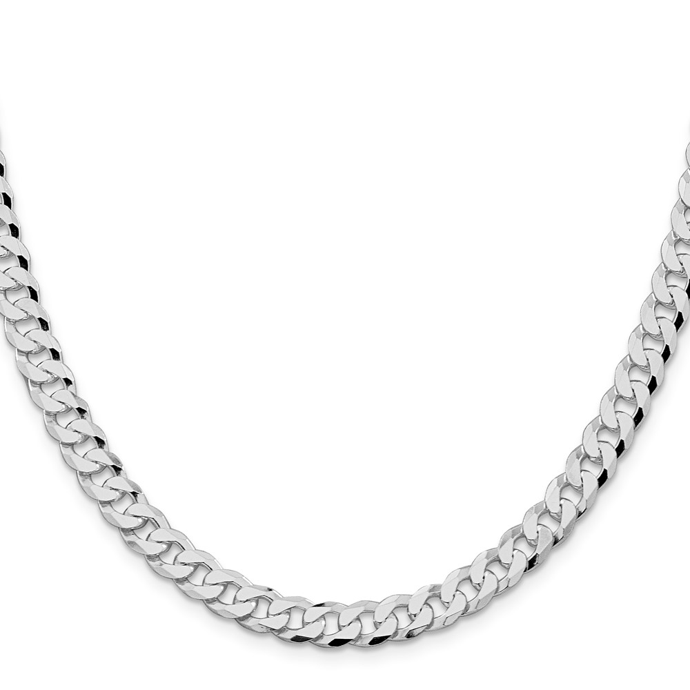 Sterling Silver Rhodium-plated 7mm Beveled Curb Chain (QFB180R-20)
