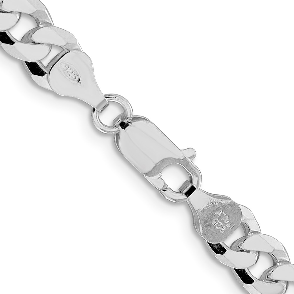 Sterling Silver Rhodium-plated 7mm Beveled Curb Chain (QFB180R-20)