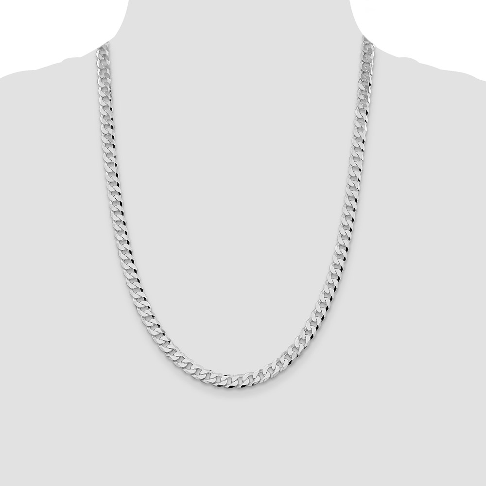 Sterling Silver Rhodium-plated 7mm Beveled Curb Chain (QFB180R-24)