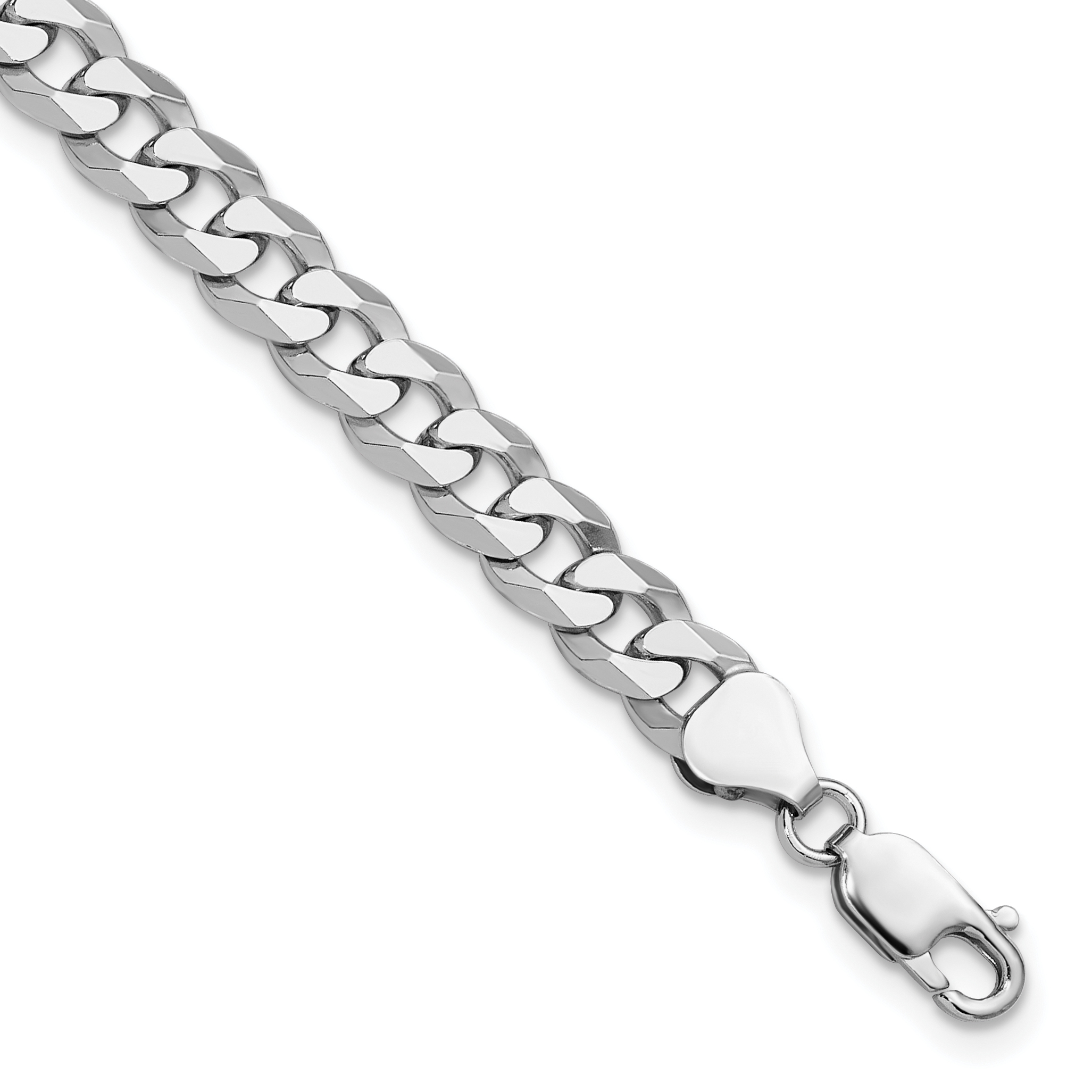 Sterling Silver Rhodium-plated 7mm Beveled Curb Chain (QFB180R-9)