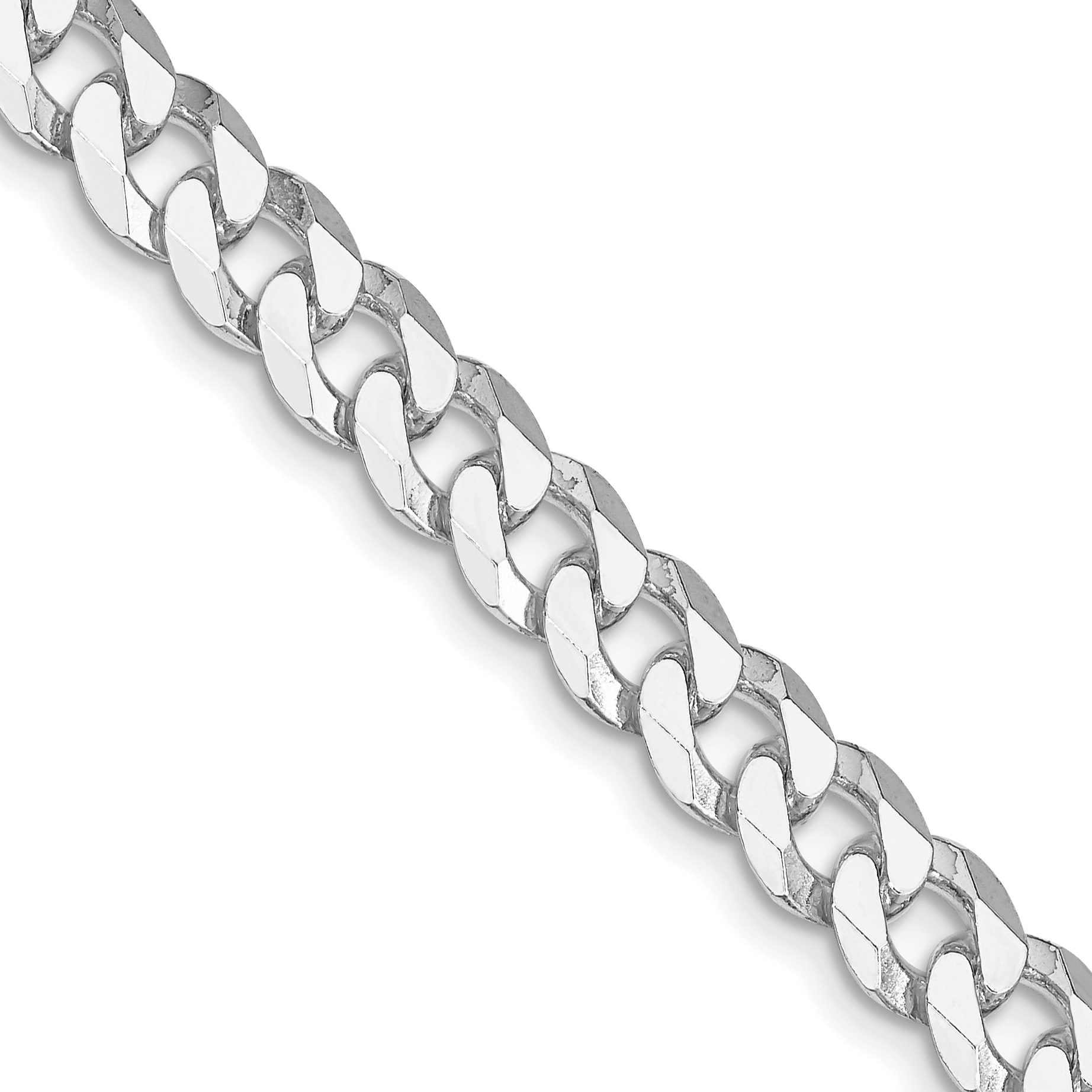 Sterling Silver Rhodium-plated 7mm Beveled Curb Chain (QFB180R-24)