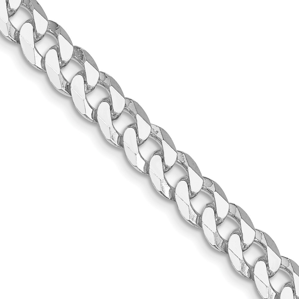 Sterling Silver Rhodium-plated 7mm Beveled Curb Chain (QFB180R-24)