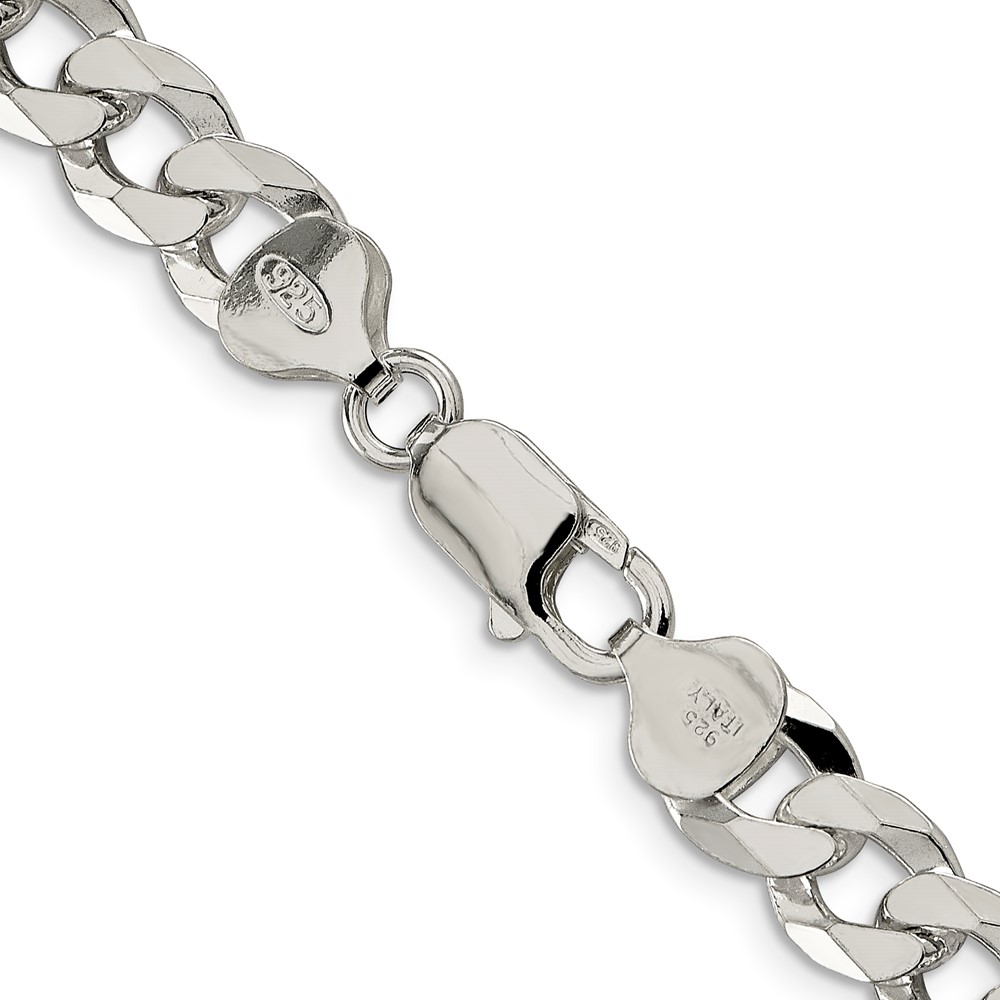 Sterling Silver 8.5mm Beveled Curb Chain (QFB210-20)