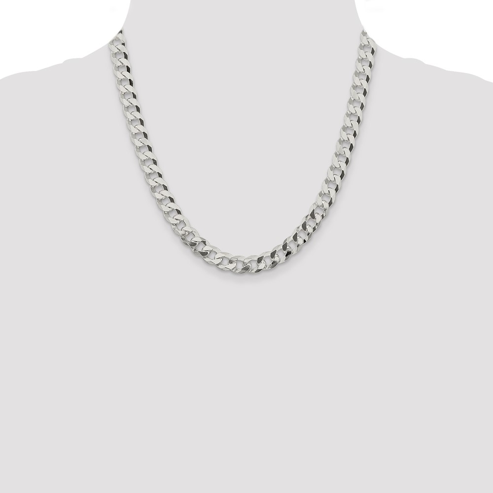 Sterling Silver 8.5mm Beveled Curb Chain (QFB210-20)