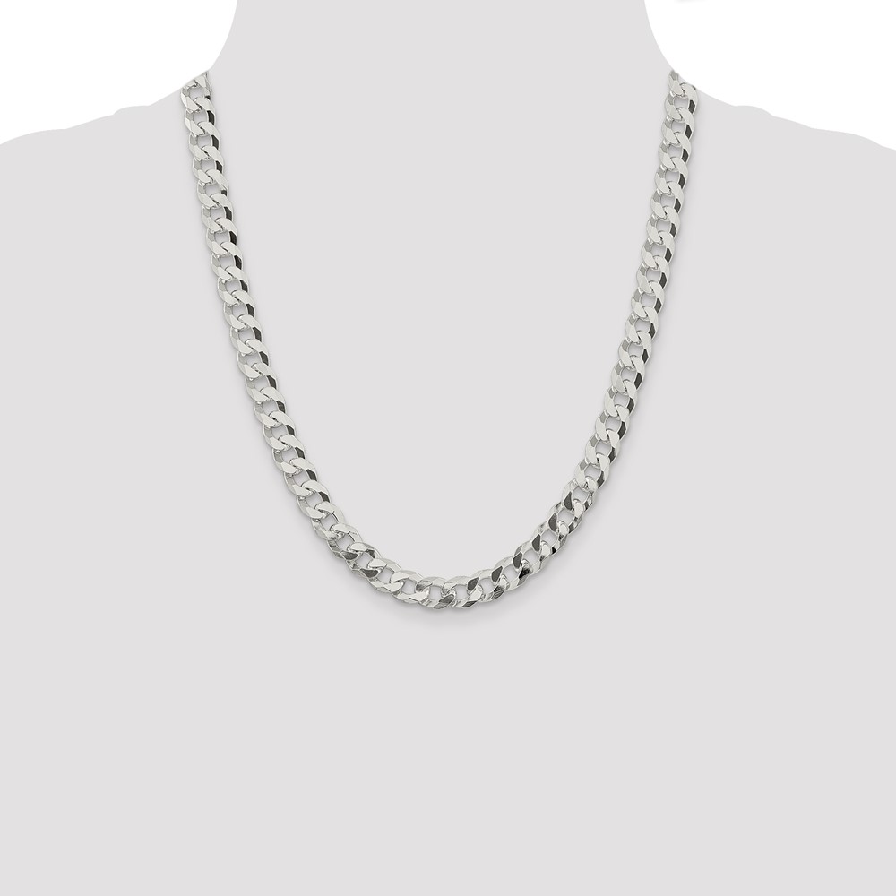Sterling Silver 8.5mm Beveled Curb Chain (QFB210-22)