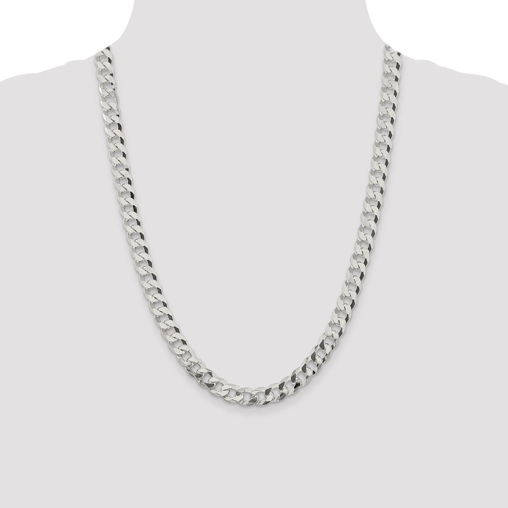 Sterling Silver 8.5mm Beveled Curb Chain (QFB210-24)