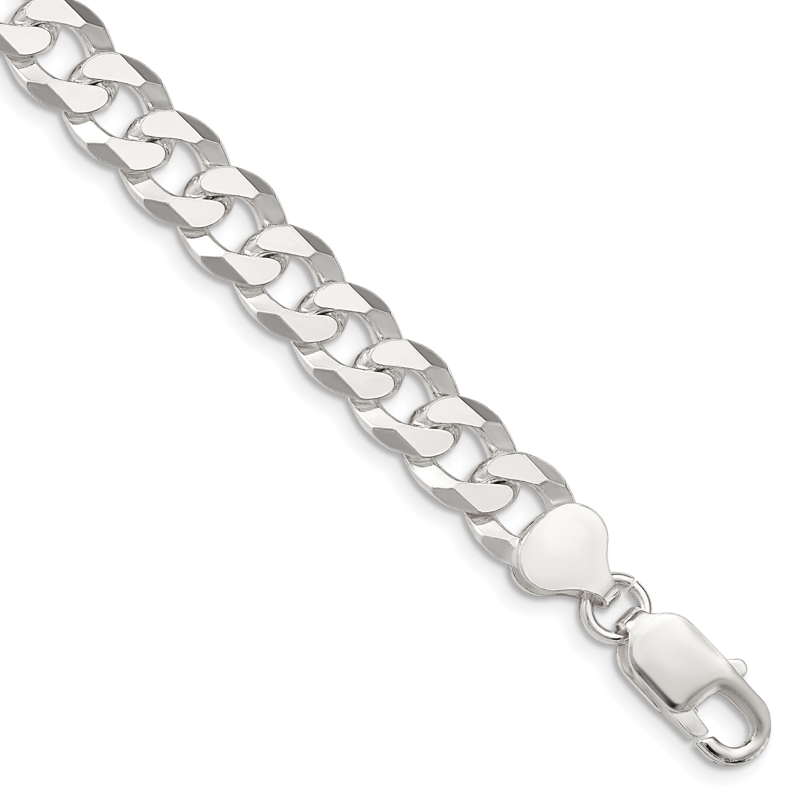 Sterling Silver 8.5mm Beveled Curb Chain (QFB210-7)