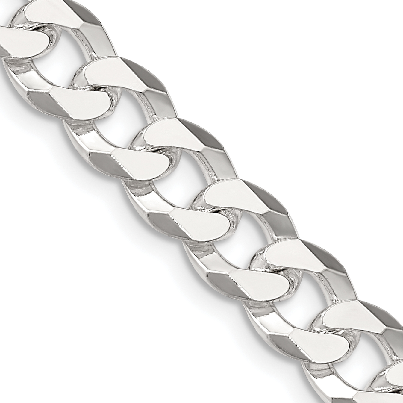 Sterling Silver 8.5mm Beveled Curb Chain (QFB210-20)