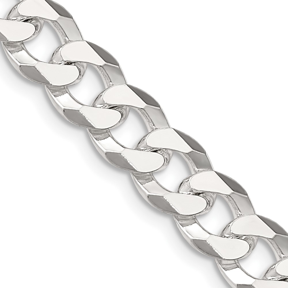 Sterling Silver 8.5mm Beveled Curb Chain (QFB210-20)