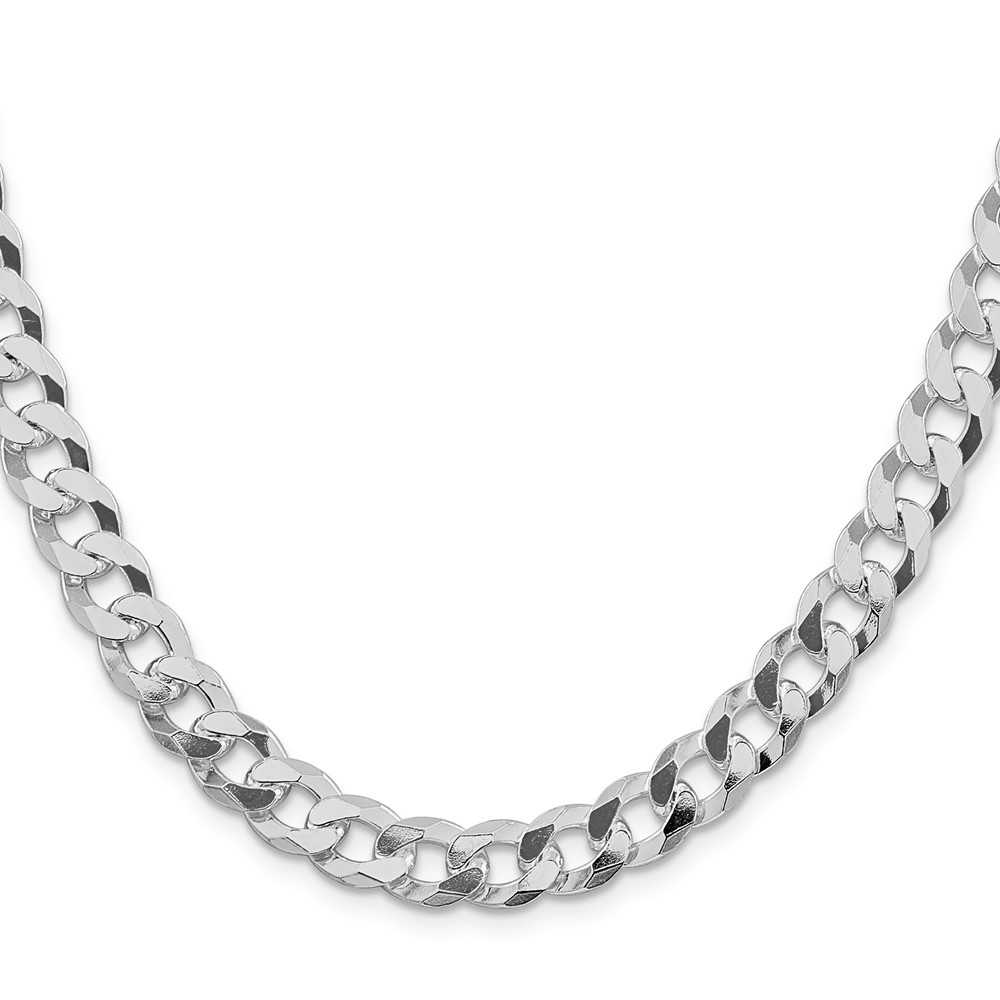 Sterling Silver Rhodium-plated 8.5mm Beveled Curb Chain (QFB210R-26)