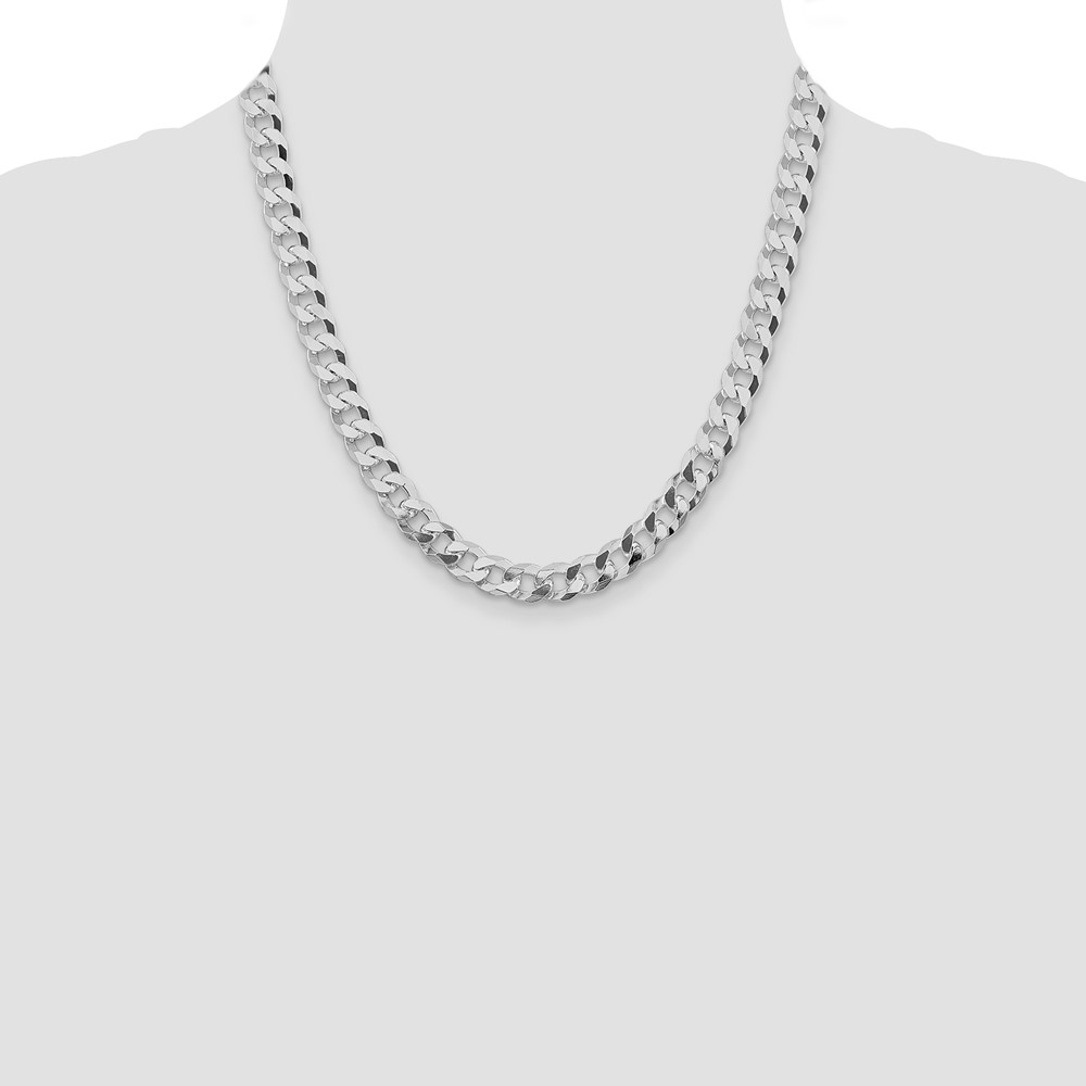 Sterling Silver Rhodium-plated 8.5mm Beveled Curb Chain (QFB210R-20)