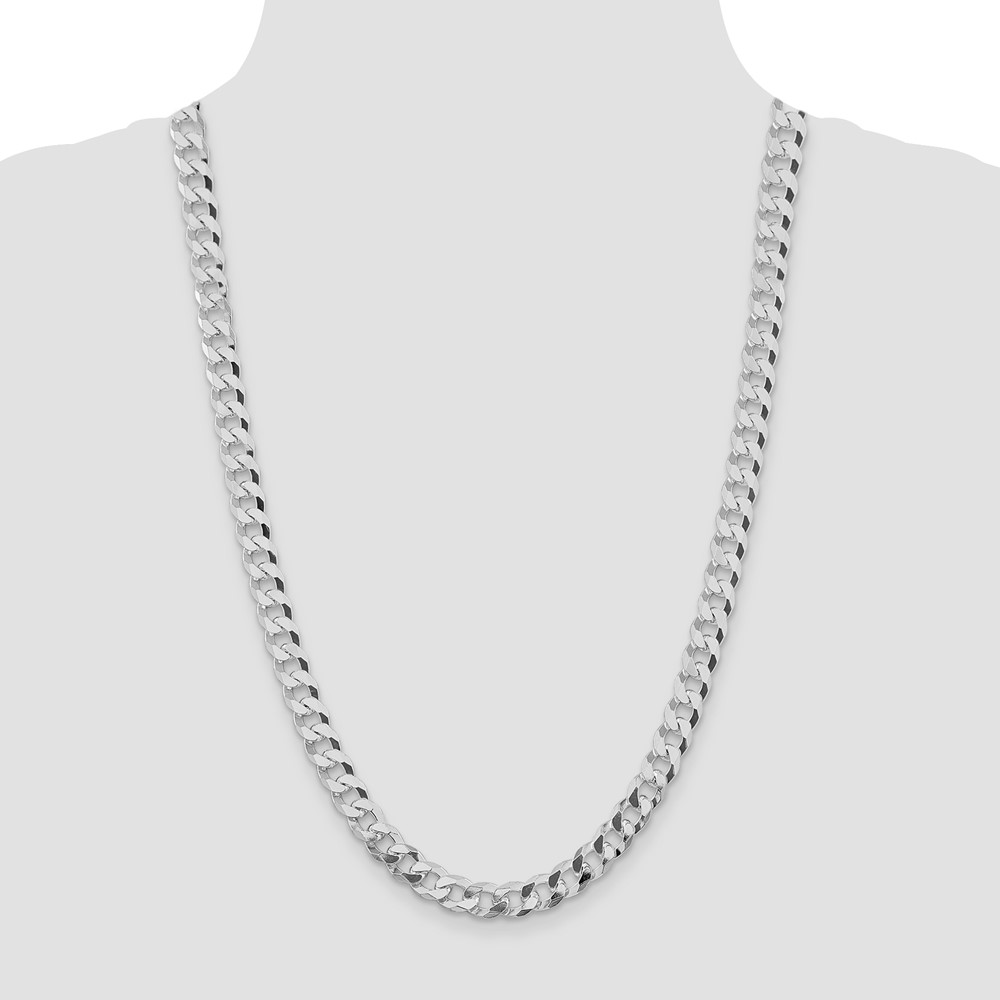 Sterling Silver Rhodium-plated 8.5mm Beveled Curb Chain (QFB210R-26)
