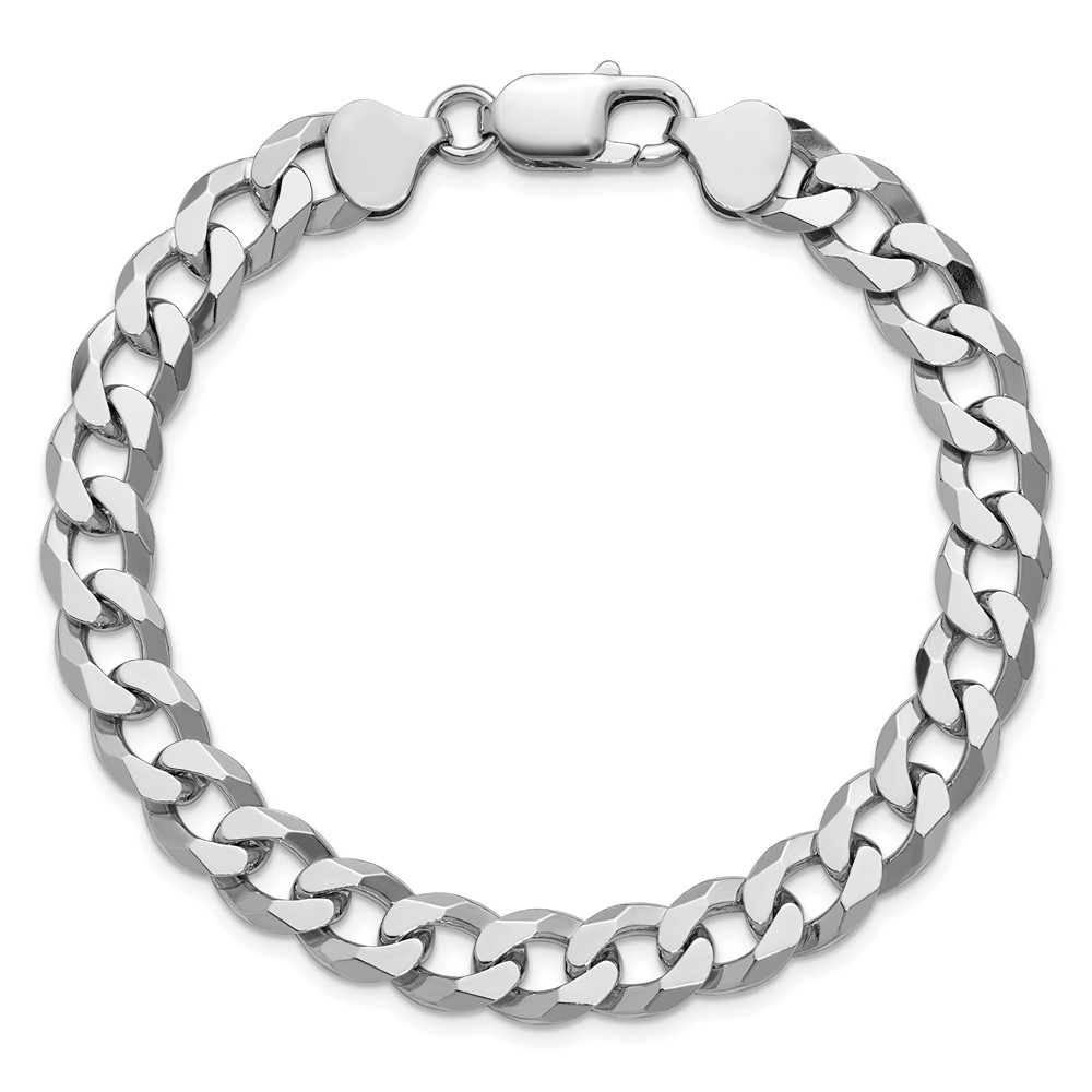 Sterling Silver Rhodium-plated 8.5mm Beveled Curb Chain (QFB210R-10)