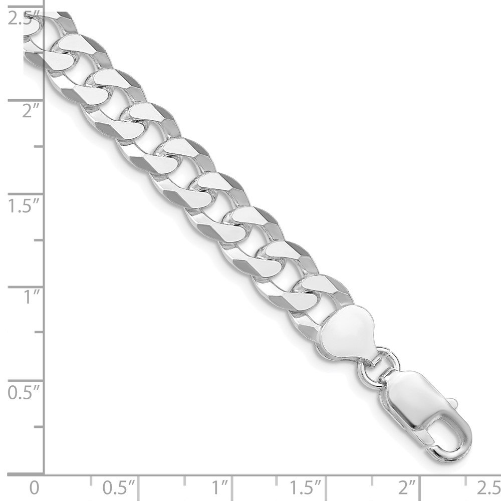 Sterling Silver Rhodium-plated 8.5mm Beveled Curb Chain (QFB210R-10)