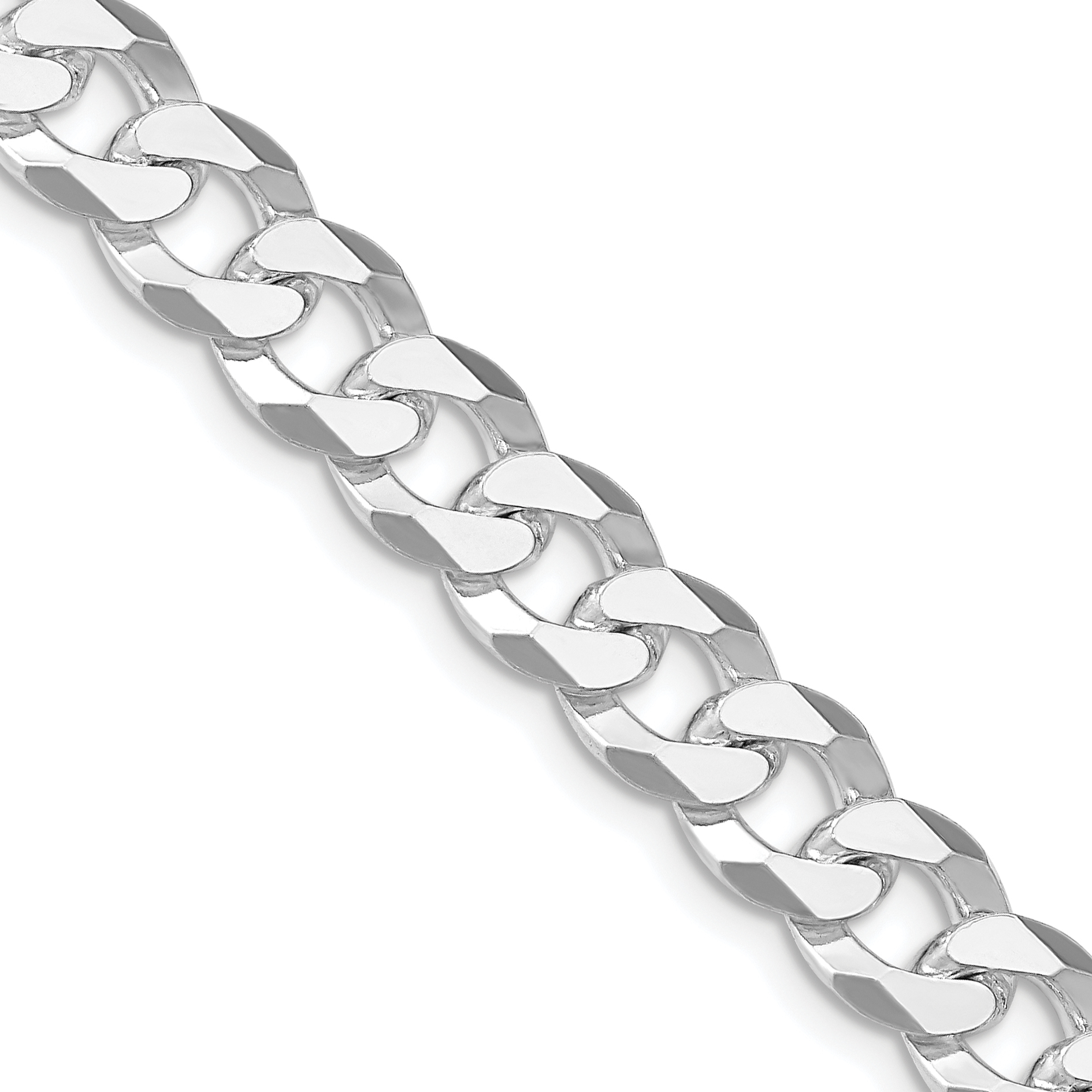 Sterling Silver Rhodium-plated 8.5mm Beveled Curb Chain (QFB210R-20)