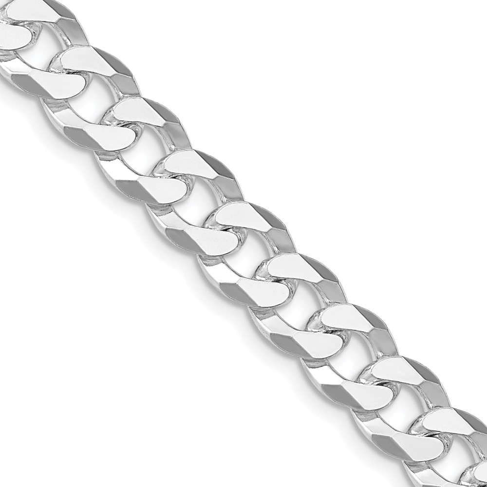Sterling Silver Rhodium-plated 8.5mm Beveled Curb Chain (QFB210R-20)