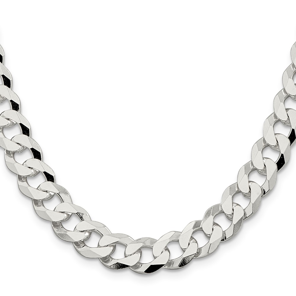 Sterling Silver 10.6mm Beveled Curb Chain (QFB250-24)