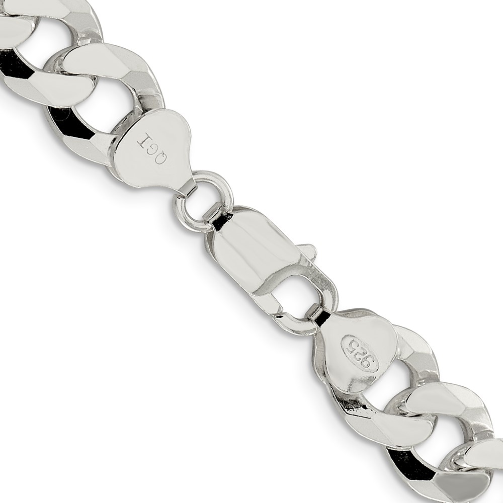 Sterling Silver 10.6mm Beveled Curb Chain (QFB250-24)