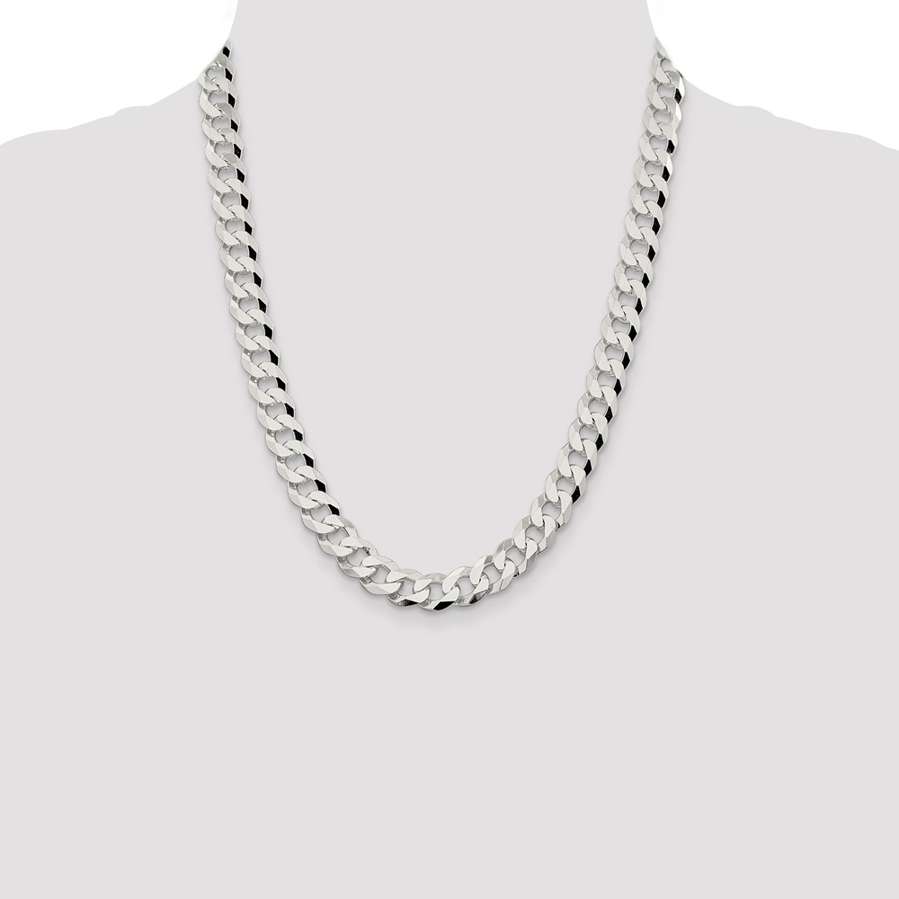 Sterling Silver 10.6mm Beveled Curb Chain (QFB250-22)