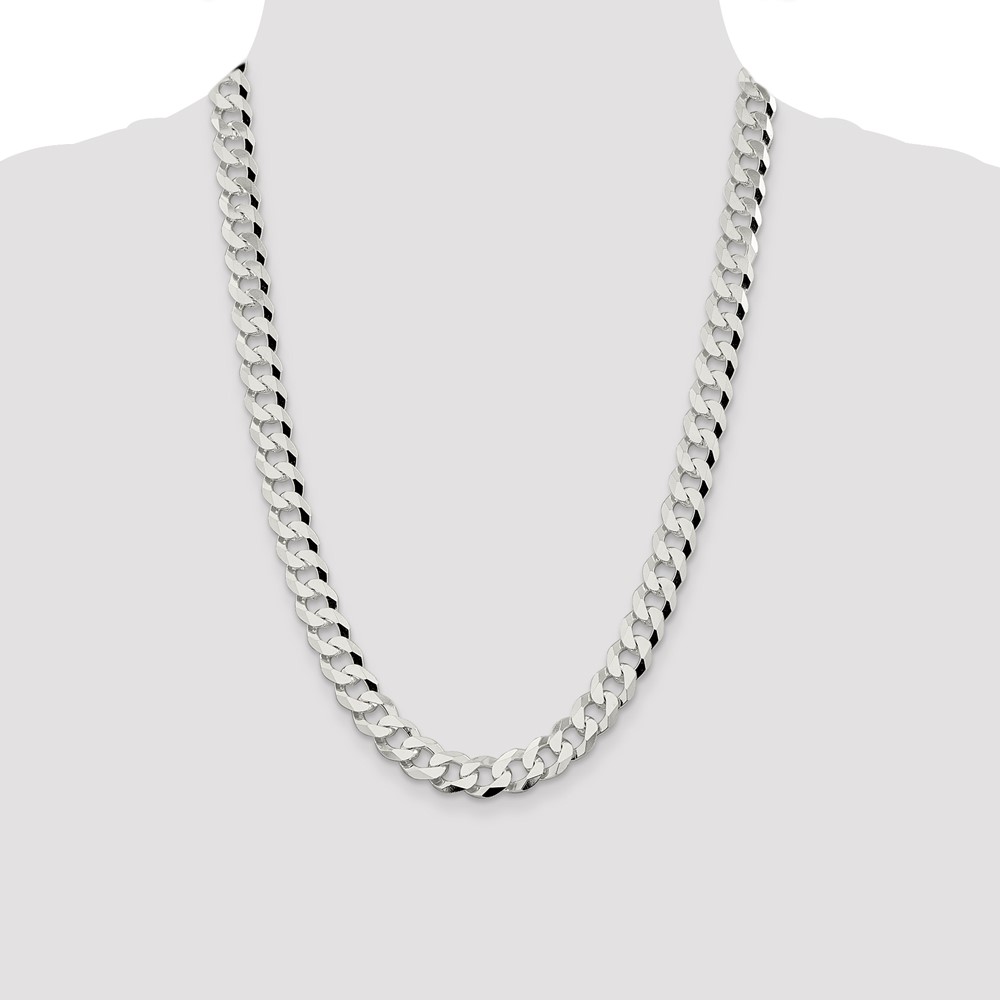 Sterling Silver 10.6mm Beveled Curb Chain (QFB250-24)