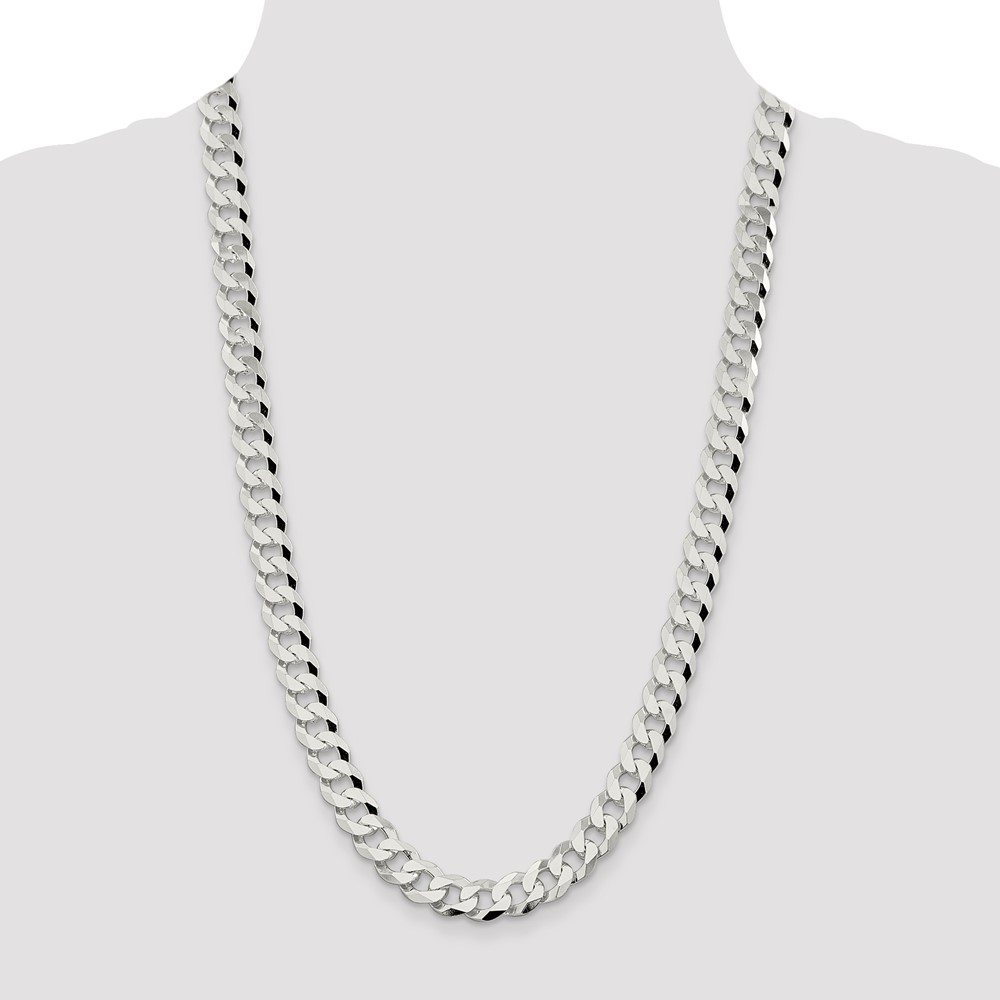 Sterling Silver 10.6mm Beveled Curb Chain (QFB250-26)