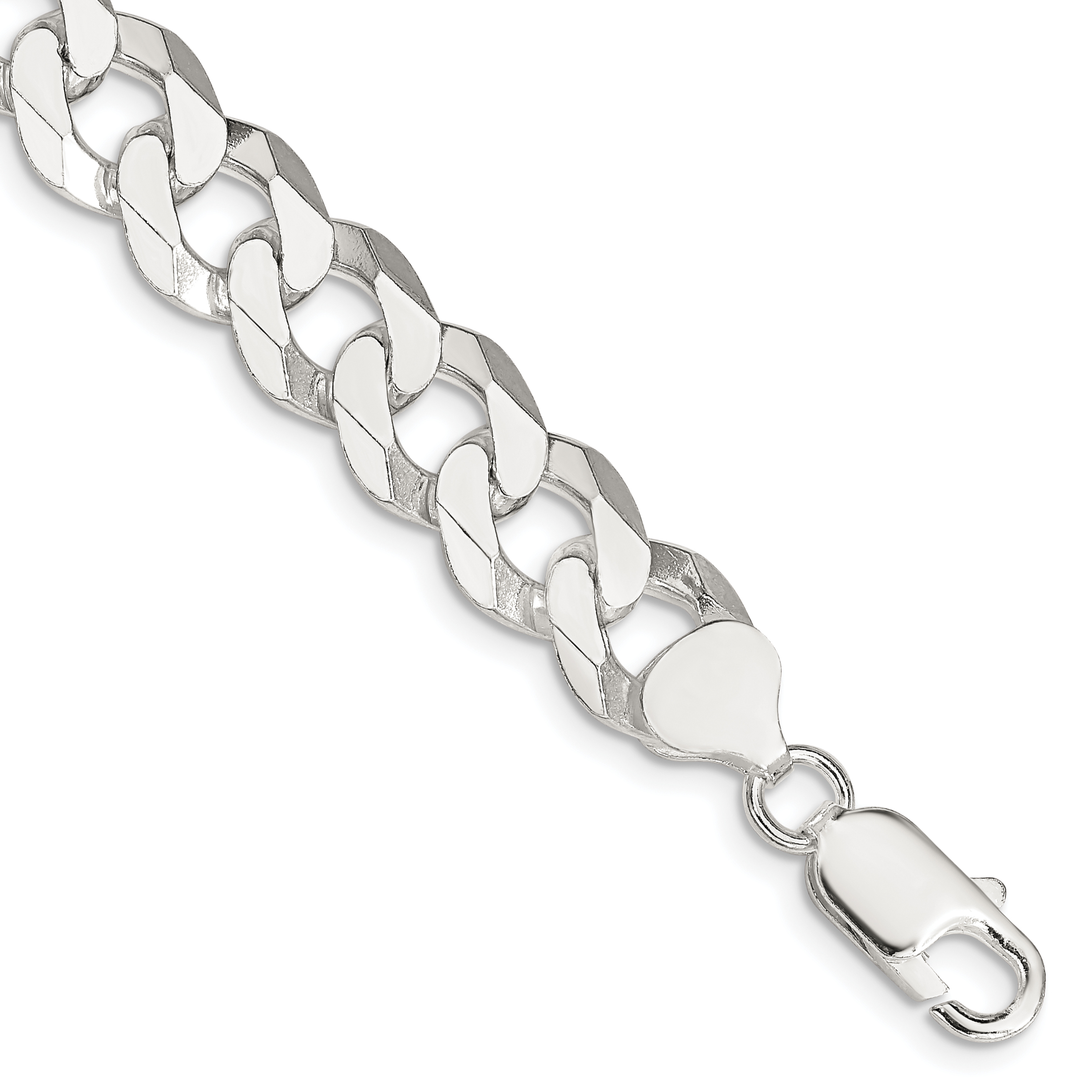 Sterling Silver 10.6mm Beveled Curb Chain (QFB250-10)