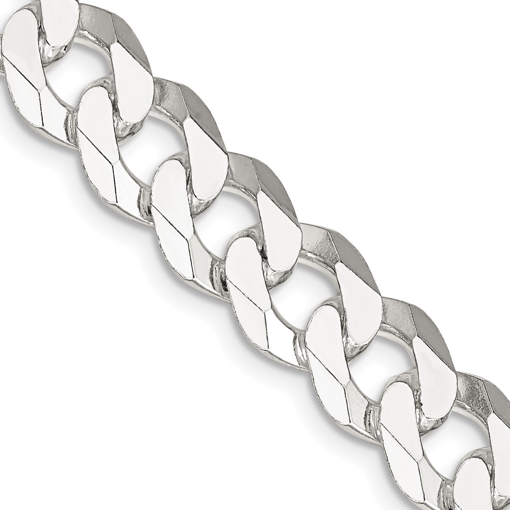 Sterling Silver 10.6mm Beveled Curb Chain (QFB250-22)