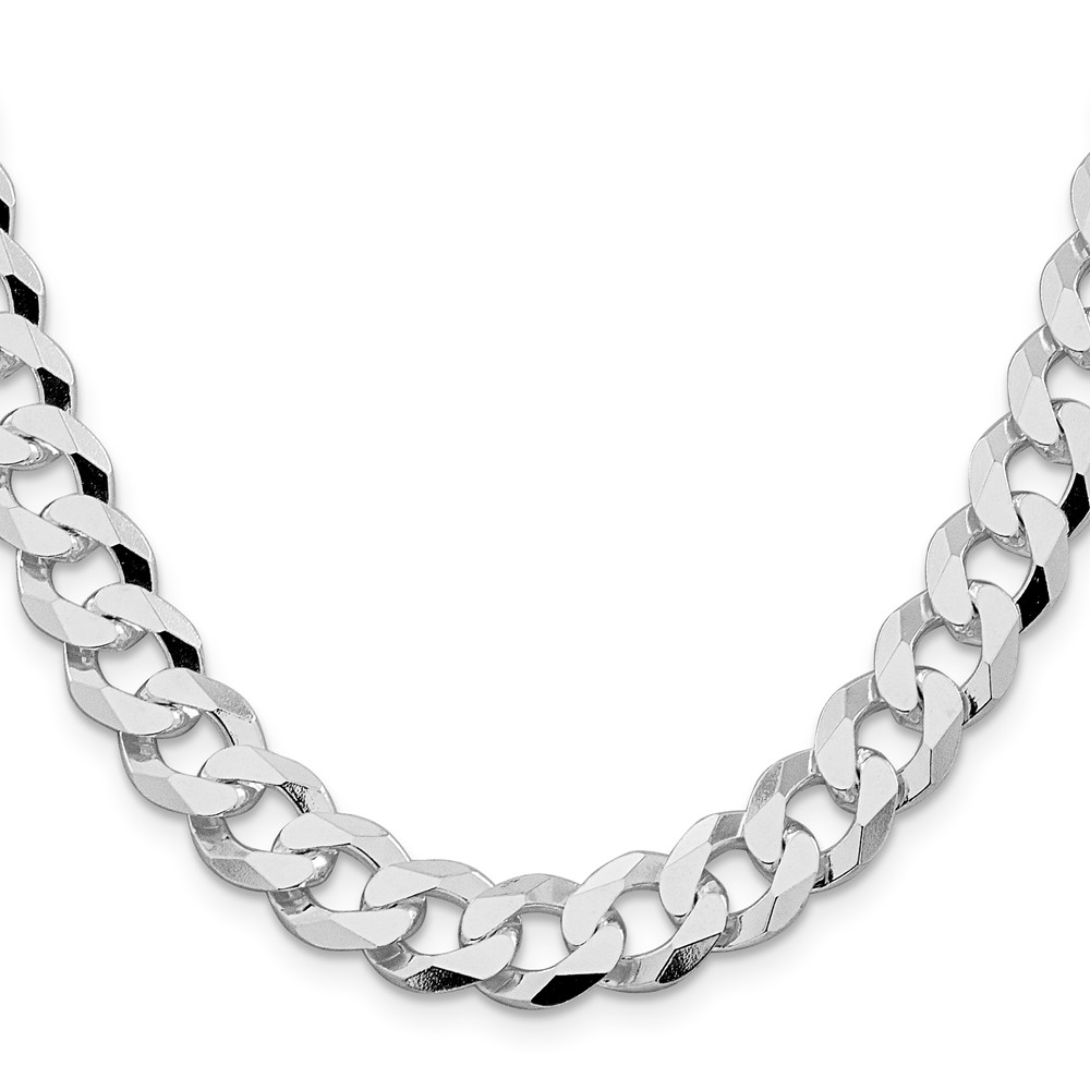 Sterling Silver Rhodium-plated 10.6mm Beveled Curb Chain (QFB250R-26)
