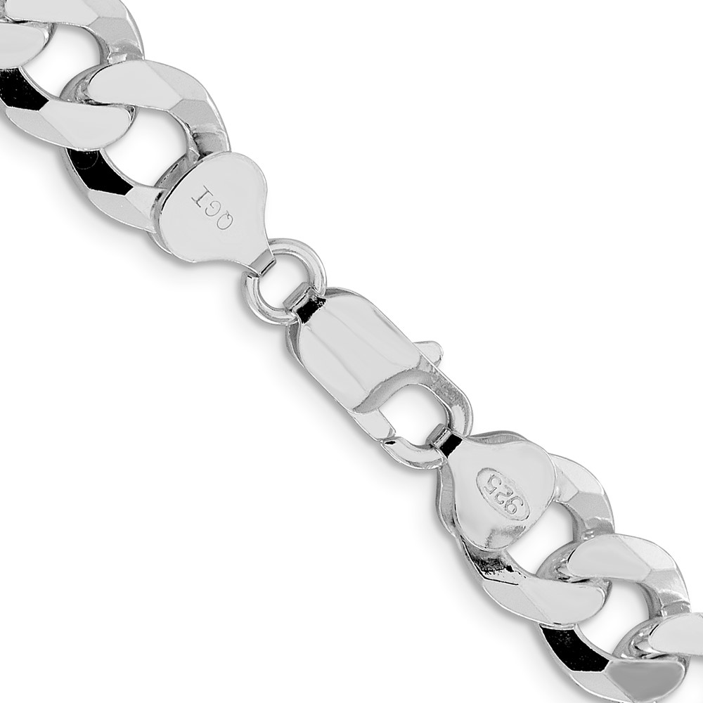 Sterling Silver Rhodium-plated 10.6mm Beveled Curb Chain (QFB250R-26)