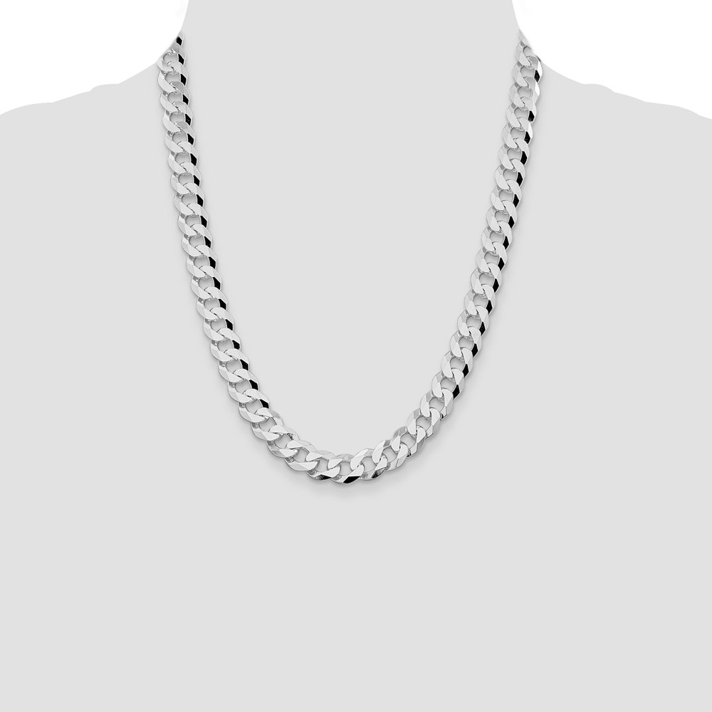 Sterling Silver Rhodium-plated 10.6mm Beveled Curb Chain (QFB250R-22)