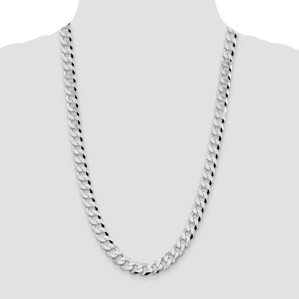 Sterling Silver Rhodium-plated 10.6mm Beveled Curb Chain (QFB250R-26)