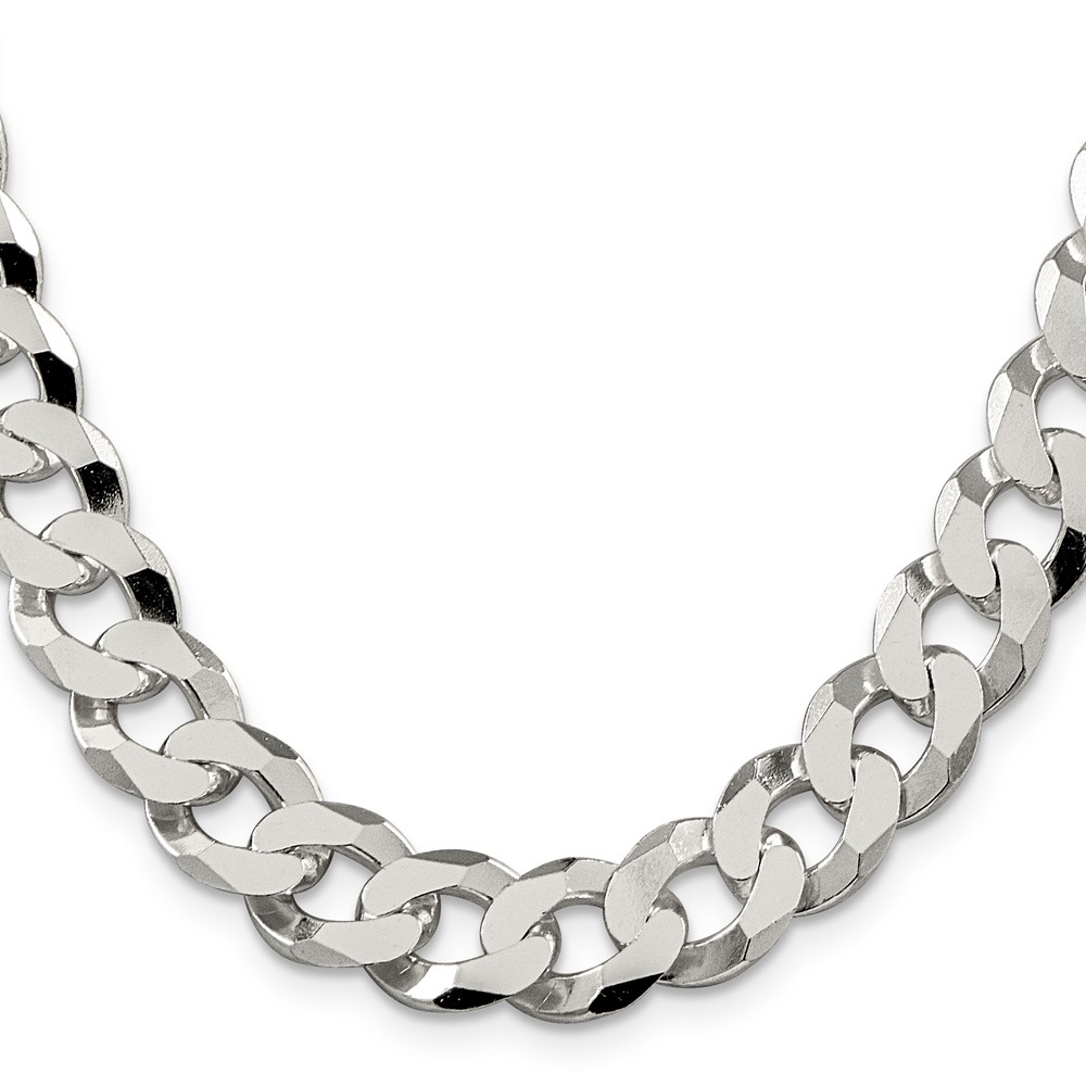 Sterling Silver 12.3mm Beveled Curb Chain (QFB300-26)