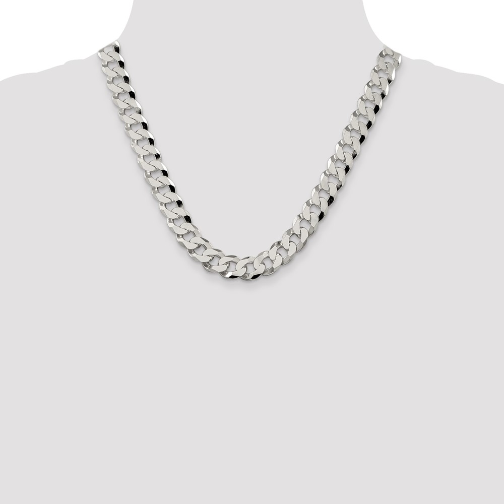 Sterling Silver 12.3mm Beveled Curb Chain (QFB300-20)
